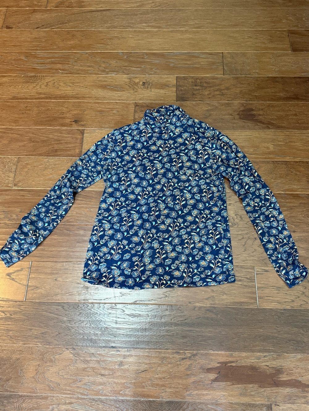 Sundance Medium Floral Long-Sleeve Shirt Blouse Navy